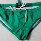DSQUARED2 SWIM TRUNKS $295 GREEN/BLUE LOGO PRINT BACK SIDE BATHING SLIP S 48 NEW