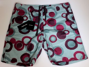 DOLCE & GABBANA SHORTS $680 LT BLUE/GREEN/BURGUNDY SPOT DYED BERMUDAS 34 50e NEW