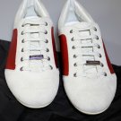 ZEGNA SPORT SHOES $445 RED/WHITE SUEDE CALF LOGO ORNAMENTED TRAINER 10 43e NEW