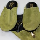 CHARVET SHOES $545 MOSS CALFSKIN HOUSE SLIPPERS LOGO TRAVEL POUCH XL 10-11 NEW
