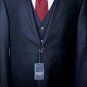 CORNELIANI SUIT $2895 BLACK REP STRIPE SP100's WOOL 2-BTN 3-PC SUIT 44R 54e NEW