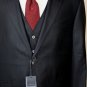 CORNELIANI SUIT $2895 BLACK REP STRIPE SP100's WOOL 2-BTN 3-PC SUIT 44R 54e NEW