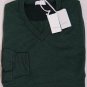 MALO SWEATER $850 DK GREEN/NAVY STRIPED 100%CASHMERE V-NECK JUMPER L 52e NEW