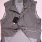 ZEGNA VEST $1950 GRAY ELEMENTS MICRONSPHERE WOOL/SILK/LEATHER GILET XL 54e NEW