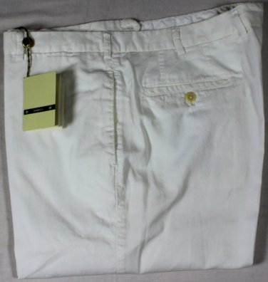 BORRELLI PANTS $545 WHITE HANDMADE CHINO SUMMER TROUSERS SLACKS 40 56e NEW