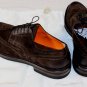 SANTONI SHOES $795 BROWN SUEDE OILED WINGTIP TOE ORNAMENT BLUCHER 11.5 44.5e NEW