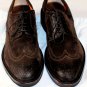 SANTONI SHOES $795 BROWN SUEDE OILED WINGTIP TOE ORNAMENT BLUCHER 11.5 44.5e NEW