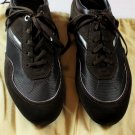 SANTONI SHOES $495 DARK BROWN SUEDE/NYLON LOGO EMBOSSED TRAINERS 9 42e NEW