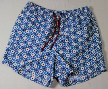 ETRO SWIM TRUNKS $350 WHITE/LT BLUE CIRCLE PRINT BEACHWEAR SWIMSUIT XXL 56e NEW