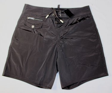 DSQUARED2 SWIM TRUNKS $485 DK BROWN LOGO ORNAMENT BOARDSHORT SWIMSUIT SM 48e NEW