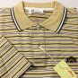 BRIONI POLO $495 TAN BROWN STRIPED LOGO EMBROIDERED 2-BTN GOLF SHIRT M 50e NEW
