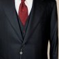 CORNELIANI SUIT $2350 BLACK REP STRIPE SP100's WOOL 2-BTN 3-PC SUIT 44R 54e NEW