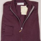BRUNELLO CUCINELLI SWEATER PLUM/GRAY CASHMERE/SILK DUAL ZIP BOMBER XXL 56 NEW
