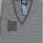 MALO SWEATER $890 GRAY STRIPED 100%CASHMERE V-NECK JUMPER XXL 56e NEW