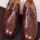 CHURCH'S SHOES $850 DARK BROWN BENCH MADE TOE ORNAMENT MONK STRAP 11.5 44.5e NEW
