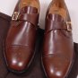 CHURCH'S SHOES $850 DARK BROWN BENCH MADE TOE ORNAMENT MONK STRAP 11.5 44.5e NEW