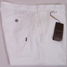 GUCCI PANTS $590 WHITE LOGO TAB LEATHER CHINO TROUSER SLACKS 40 56e NEW