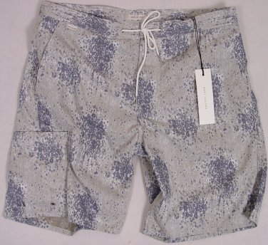 MARC JACOBS SWIMSUIT $450 GRAY/BLUE LOGO COUTURE BEACHWEAR SWIM SHORTS L 52e NEW