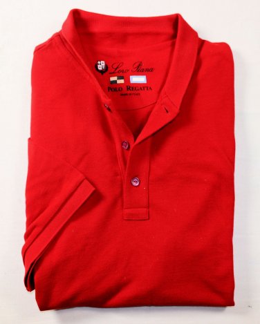 LORO PIANA REGATTA POLO $440 ENGINE RED 3-BTN FITTED OPEN PIQUE POLO XL 54e NEW