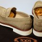 TOD'S SHOES $625 TAN LOGO EMBOSSED SPLIT TOE PEBBLE SOLE PENNY LOAFER 7 40e NEW