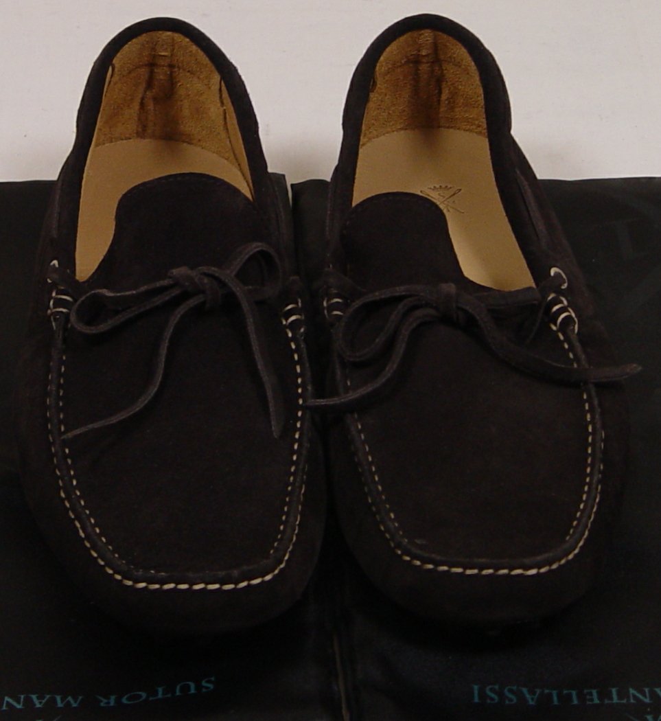 Chaussons De Voyage Sutor Mantellassi En Cuir Nappa Brun - Taille 41 - Occasion Vintage