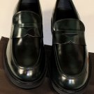 TOD'S SHOES $625 DARK GREEN VARNISHED LOGO PENNY VAMP LOAFERS 11.5 44.5e NEW