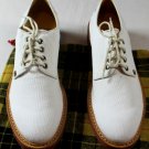 CESARE PACIOTTI SHOES $495 IVORY LINEN 308 MADISON AVE LOGO DERBY 10 43e NEW