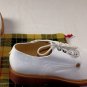 CESARE PACIOTTI SHOES $495 IVORY LINEN 308 MADISON AVE LOGO DERBY 10 43e NEW