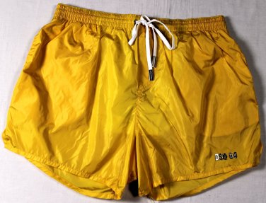 DSQUARED2 SWIM TRUNKS $395 YELLOW LOGO ORNAMENTED SWIMSUIT BEACHWEAR SM 48e NEW