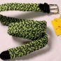 ETRO BELT $320 NEON GREEN/GRAY SPEC WOVEN LOGO EMBOSSED BUCKLE BELT 42 105cm NEW