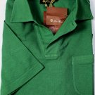 LORO PIANA POLO $445 GREEN 1-BTN OPEN PIQUE LOGO EMBROIDERED POLO MED 50e NEW
