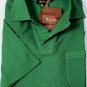 LORO PIANA POLO $445 GREEN 1-BTN OPEN PIQUE LOGO EMBROIDERED POLO MED 50e NEW