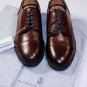 BRUNELLO CUCINELLI SHOES $1295 BROWN CALF HANDMADE CAPTOE DERBY 8D 41 NEW