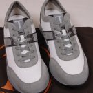 TOD'S T-PROJECT SHOES $445 WHITE/GRAY SUEDE PEBBLE SOLE TRAINERS 8.5 41.5e NEW