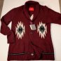 SAHAJA SWEATER $1985 MAROON NAVAJO PRINT 100%CASHMERE 4-BTN SHAWL CARD M 50e NEW