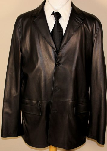 ZEGNA COAT $4850 BLACK 3-BTN TEXTURED SPANISH LAMBSKIN CAR COAT 46 58e NEW