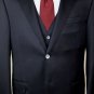 CORNELIANI SUIT $2460 BLACK SP 120's WOOL 2-BTN PEAK LAPEL 3-PC SUIT 44R 54e NEW