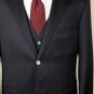 CORNELIANI SUIT $2460 BLACK SP 120's WOOL 2-BTN PEAK LAPEL 3-PC SUIT 44R 54e NEW