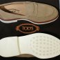 TOD'S SHOES $625 TAN LOGO EMBOSSED SPLIT TOE PEBBLE SOLE PENNY LOAFER 13 46e NEW