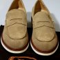 TOD'S SHOES $625 TAN LOGO EMBOSSED SPLIT TOE PEBBLE SOLE PENNY LOAFER 13 46e NEW