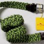 ETRO BELT $320 NEON GREEN/GRAY SPEC WOVEN LOGO EMBOSSED BUCKLE BELT 40 100cm NEW