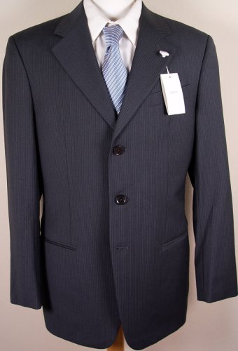 GIORGIO ARMANI SUIT $2195 MEDIUM GRAY/GRAY STRIPE 3BTN 100%WOOL SUIT 40R 50e NEW