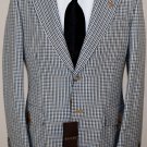 GUCCI JACKET $2850 BROWN CHECK 2BTN LOGO SUEDE ACCENT HACKING JACKET 40R 52e NEW