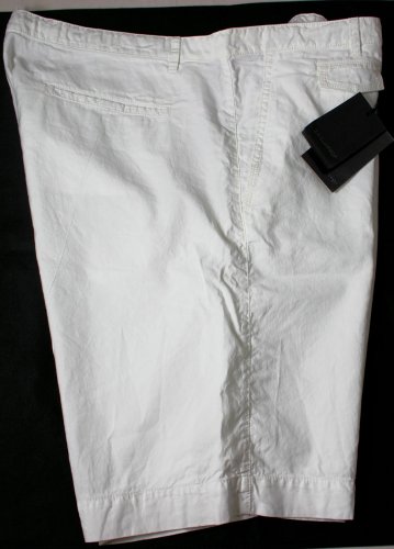 DSQUARED2 SHORTS $545 WHITE COTTON/LINEN LOGO EMBROIDERED BERMUDA 44 56e NEW