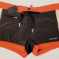 DSQUARED2 SWIM TRUNKS $465 DK BROWN LOGO ORNAMENTED SWIMSUIT BEACHWEAR S 48e NEW