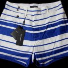 DOLCE & GABBANA SHORTS $680 BLUE/WHITE STRIPED LINEN/COTTON BERMUDAS 35 52e NEW