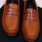 DSQUARED2 SHOES $650 CAMEL BROWN LOGO ORNAMENT HANDMADE PENNY LOAFER 12 45e NEW