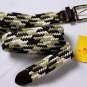 ETRO BELT $320 BROWN/KHAKI/BEIGE WOVEN LOGO EMBOSSED BUCKLE BELT 38 95cm NEW