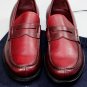 PRADA SHOES $890 DK RED BURNISHED SAFFIANO LEATHER PENNY LOAFER 11.5 44.5 NEW