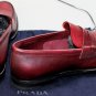 PRADA SHOES $890 DK RED BURNISHED SAFFIANO LEATHER PENNY LOAFER 11.5 44.5 NEW
